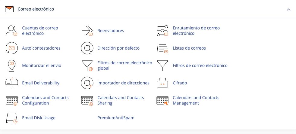 Herramientas de correo electrónico en cPanel